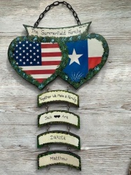 Double Heart Wall Plaque USA/TEXAS  ( Price excludes hangers)